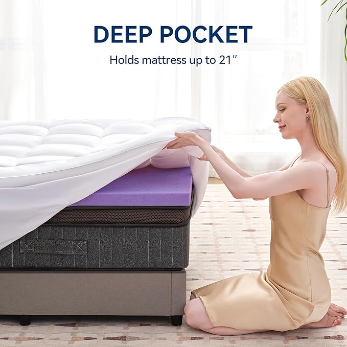 BDEUS Dual Layer 5 Inch Memory Foam Mattress Topper Twin XL Size for Dorm Room, 2 Inch Gel Memory Foam Plus 3 Inch 1450 GSM Pillow Top Mattress Pad Cover,College Dorm Essentials,White