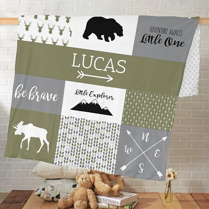 Personalized Name Blankets for Baby, Custom Blankets for Infant Toddler, Babys Gifts for Birthday Gifts for Boys Kids Teen New Mom, Essential Newborn Items, Cypress, 35"x45"