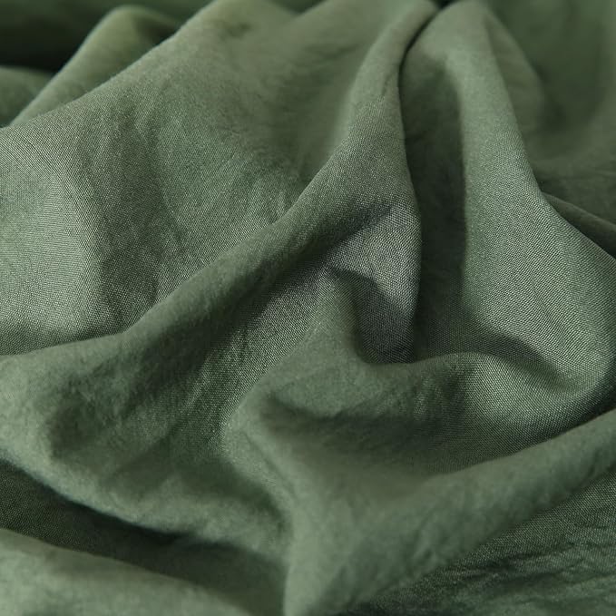 Bedorm Boho Twin Duvet Cover Olive Green Bedding Set Shabby Chic Lace Fringe Ruffle Bedding Super Soft Warm Farmhouse Comforter Cover 3 Pcs Sets