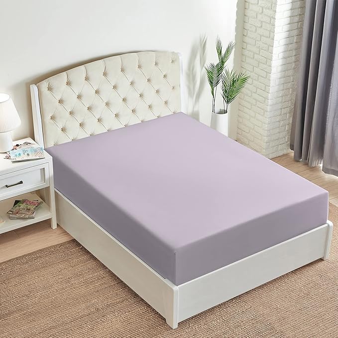 Mellanni Full Fitted Sheet - Iconic Collection Bedding Sheets with up to 16 inch Deep Pocket - Soft & Cooling - Fade & Stain Resistant - 1 PC (Full, Lavender)