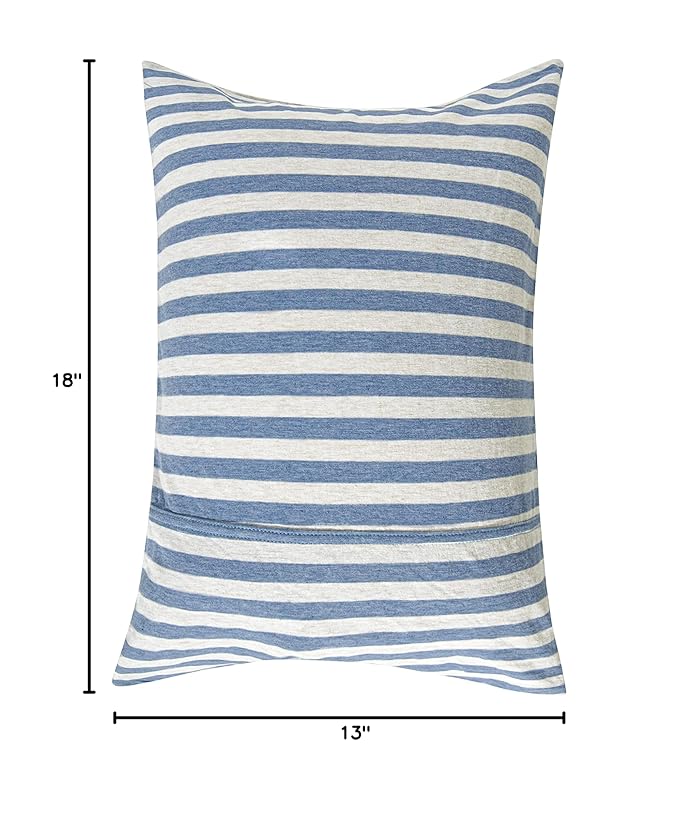 NTBAY Organic Cotton Toddler Pillowcases - Super Soft & Breathable Jersey Cotton Toddler Pillow Cases, 13”x18” Pillow Cases with Envelope Closure, Blue and White Stripe