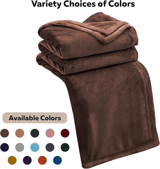 MOONLIGHT20015 Fleece Bed Blanket Queen Size 90x90 inches - 400GSM Anti-Static Lightweight Super Soft Fluffy Fuzzy Plush Blankets Cozy Microfiber Blankets for Couch, Bed, Sofa (Queen, Coffee)