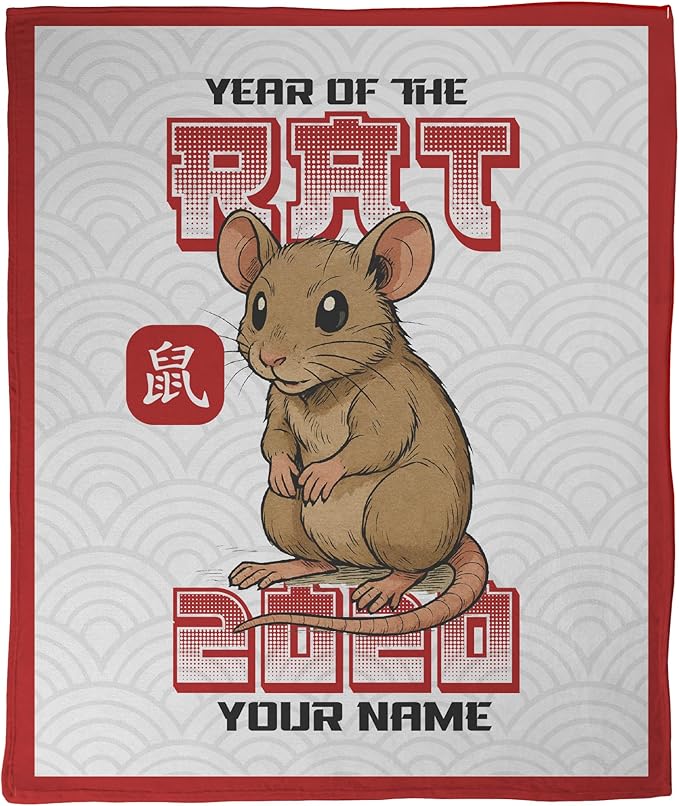 FrameStory - Personalized Chinese Astrology Zodiac Animal Birth Year Blanket, Lunar New Year Chinese New Year Festival, 60x80, Sherpa Fleece, Soft Cozy Couch Throw Sofa Blanket; 1-Sided Print