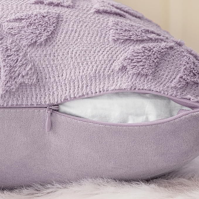 MIULEE Light Purple Bow Pillow Covers Coquette Room Decor Aesthetic Set of 2 Decorative Cute Girl Vlentine Pillow Covers Spring Soft Plush Faux Pillowcase for Preppy Room Bedroom Couch,18x18 Inch