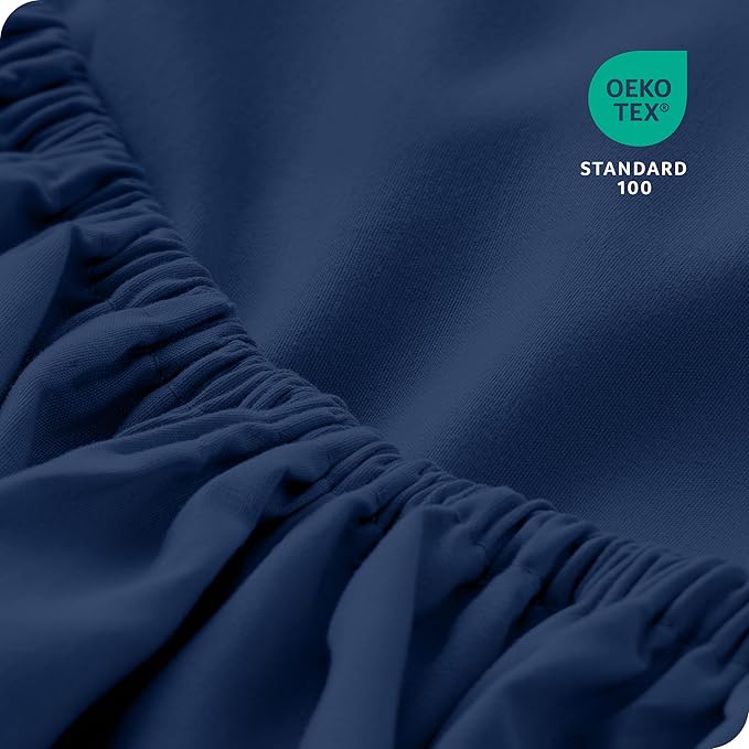Bare Home 2-Pack Fitted Bottom Sheets Short Queen - Premium 1800 Ultra-Soft Wrinkle Resistant Microfiber - Deep Pocket (Short Queen, Dark Blue)