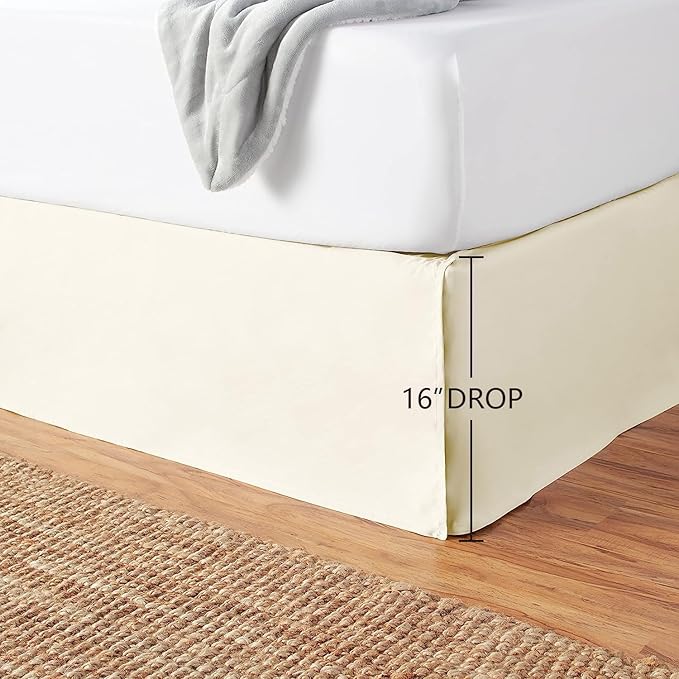 Amazon Basics Lightweight Pleated Bed Skirt, King, Beige, Solid (Pack of 8)