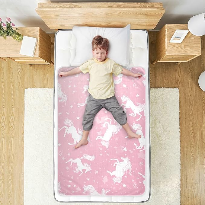 Waterproof Bed Pad Reusable Changing Pad Toddler Mattress Protector Large Pee Pad Baby Diaper Pad Soft Washable Liner Pink Unicorns Silhouette and Stars