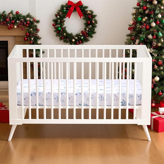 UOMNY Crib Sheet, Christmas Crib Sheets Baby Sheet for Standard Crib and Toddler Mattresses Nursery Bedding Sheet Crib Mattress Sheets for Boys and Girls 1 Pack Toddler Sheet
