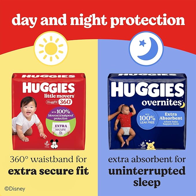 Huggies Size 4 Baby Diapers, Little Movers HuggFit 360° Baby Diapers with 360° Waistband, Size 4 (22-37 lbs), 116 Count, Packaging May Vary