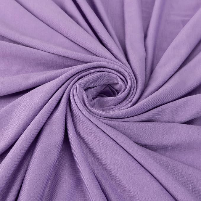 Large Jersey Knitted Swaddle Blanket for Baby, Soft Stretchy Receiving Blanket for Newborns with Hat, Baby Nursery Swaddle 47 x 47 inches(Lavender)