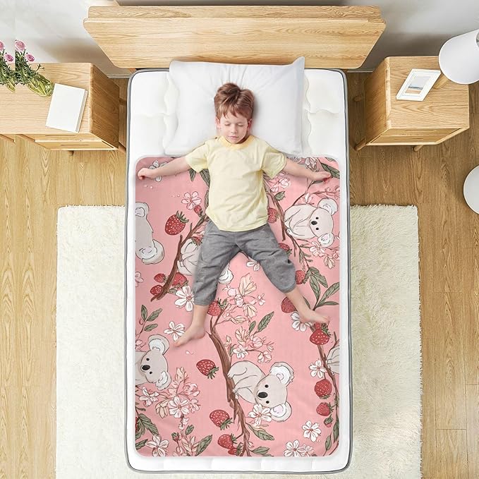 Waterproof Bed Pad Reusable Changing Pad Toddler Mattress Protector Large Pee Pad Baby Diaper Pad Soft Washable Liner Pink Koala Floral Strawberries Leaves