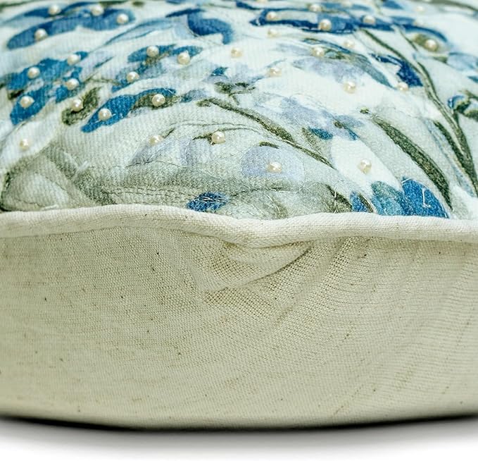 The HomeCentric King/Queen/Twin Blue Decorative Bed Runner King 90"x18" Bed Runner with One Pillow Cover, Quilted Bed Scarf on Cotton Fabric - Garden Grace
