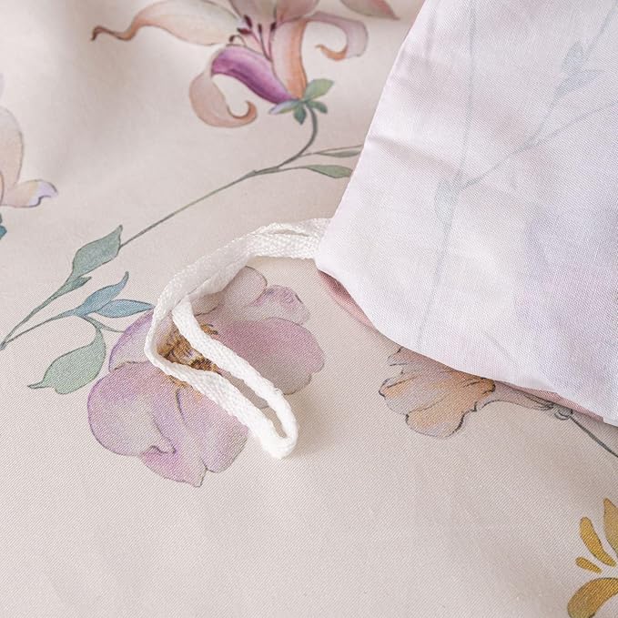 OAITE Duvet Cover Set King Size Floral Pattern Ultra Soft 100% Cotton Duvet Cover Sets 3-PC, Breathable Duvet Cover with Zipper Closure & Corner Ties(2 Pillow Shams,1 Duvet Cover)