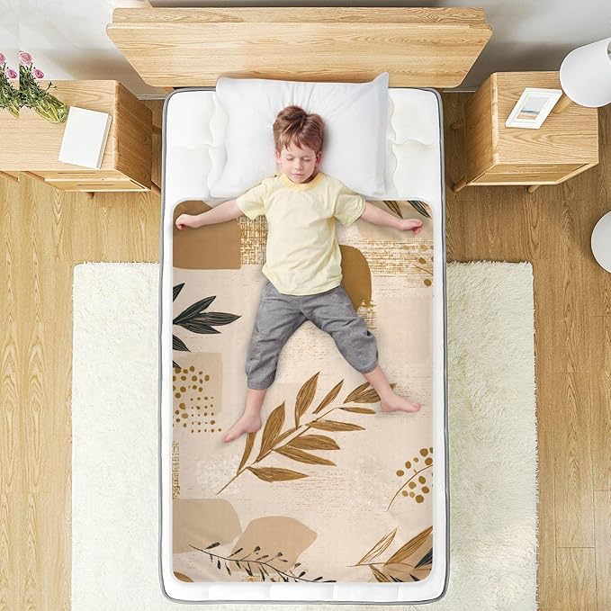 Waterproof Bed Pad Reusable Changing Pad Toddler Mattress Protector Large Pee Pad Baby Diaper Pad Soft Washable Liner Vintage Boho Brown Plant