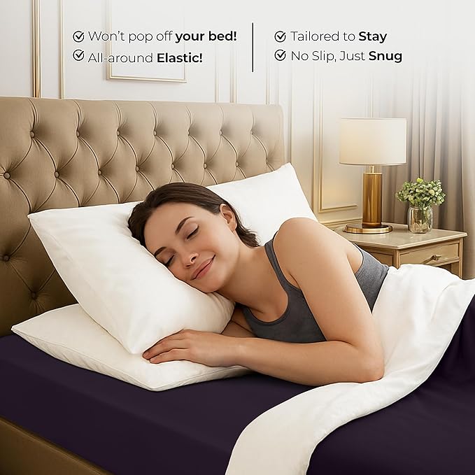 Utopia Bedding King Fitted Sheet - Bottom Sheet - Deep Pocket - Soft Microfiber - Shrinkage and Fade Resistant - Easy Care -1 Fitted Sheet Only (Purple)
