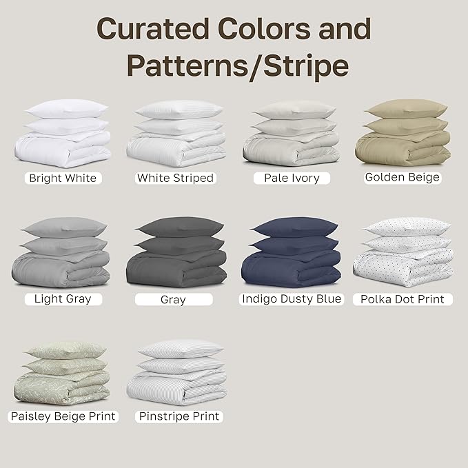 California Design Den Printed Full/Queen Size Duvet Cover Set - 400 Thread Count Sateen, 100% Cotton, Button Closure and Corner Ties (3 Piece, Polka Dot)