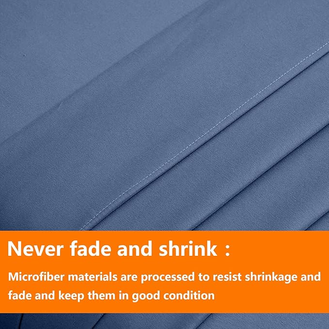 TAIMIT Slate Blue Full Size Comforter Set - 7 Pieces, Bed in a Bag Bedding Sets with All Season Soft Quilted Warm Fluffy Reversible Comforter,Flat Sheet,Fitted Sheet,2 Pillow Shams,2 Pillowcases