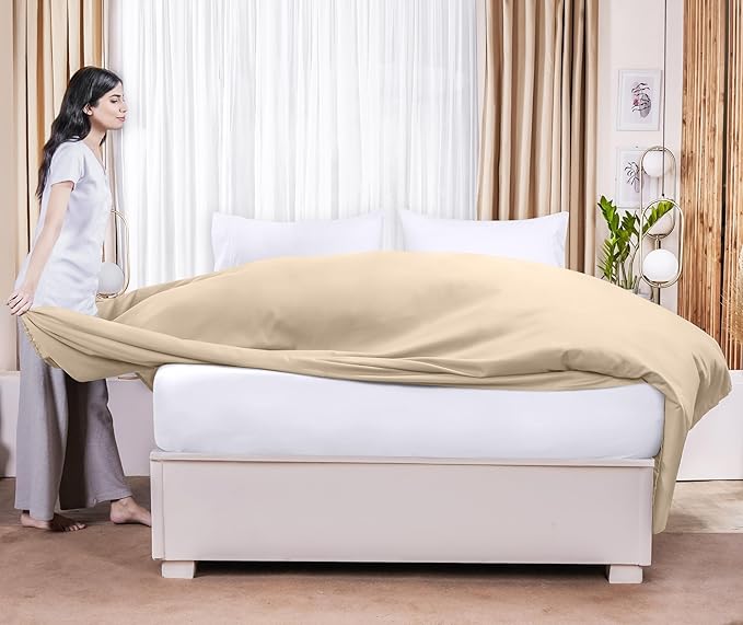 Utopia Bedding Flat Sheets - Pack of 6 - Soft Brushed Microfiber Fabric - Shrinkage & Fade Resistant Top Sheets - Easy Care (Queen, Beige)