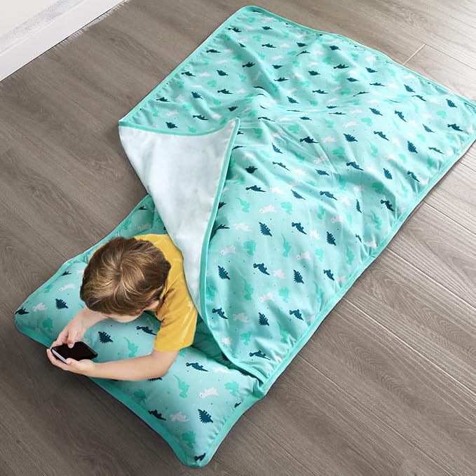Toddler Nap Mat with Blanket 50" x 21" x 1.5", Nap Mat for Boys Girls Super Soft and Cozy, Kids Sleeping Bag for Preschool, Daycare, Toddler Sleeping Bag