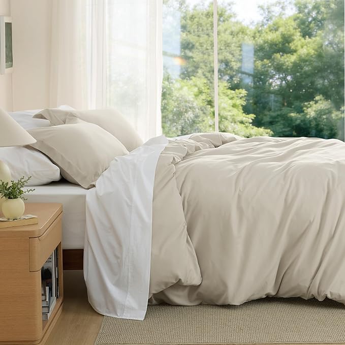 Bedsure Duvet Cover Queen Size - Soft Double Brushed Bedding Set for Kids & Adults, Zipper Closure, 3 Pieces, Includes 1 Duvet Cover (90"x90") & 2 Pillow Shams, NO Comforter, Linen