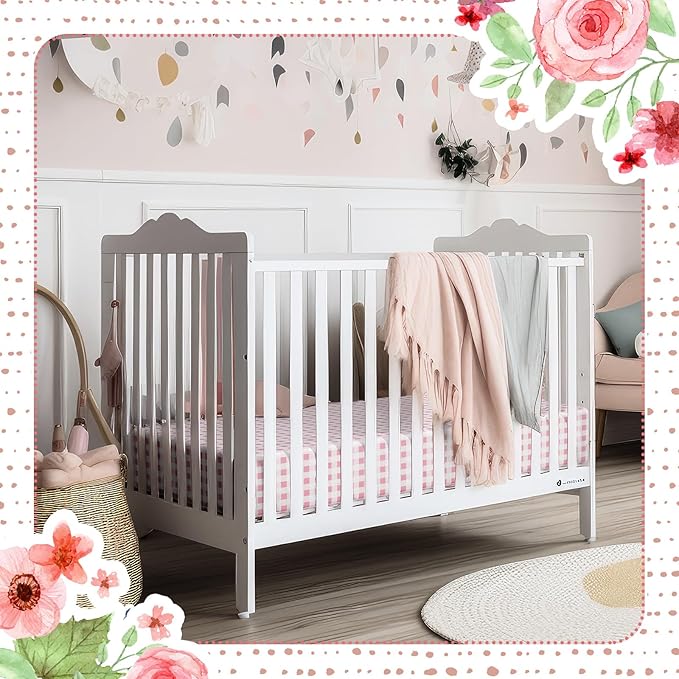 Peryiter 4 Pack Crib Sheets Girl Soft Baby Bed Sheet Set 52'' x 28" Nursery Crib Sheets for Standard Bed for Nursery Decor Baby Boys or Girls(Pink,Coquette Bow)