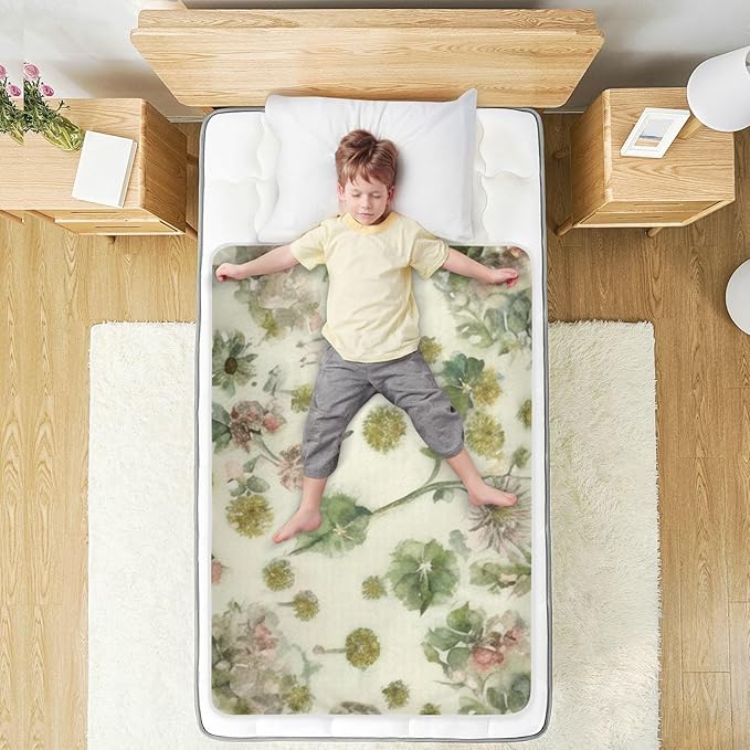 Waterproof Bed Pad Reusable Changing Pad Toddler Mattress Protector Large Pee Pad Baby Diaper Pad Soft Washable Liner Beige Green Dandelion Bird
