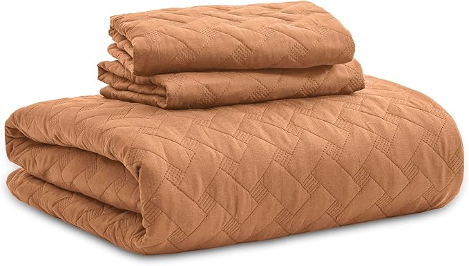Bedsure Quilts Queen Size - Lightweight Bedspreads Queen Size with Basket Weave Pattern, Soft Quilt Bedding, Hazel Brown Comforter Coverlet for All Seasons (90" x 96")