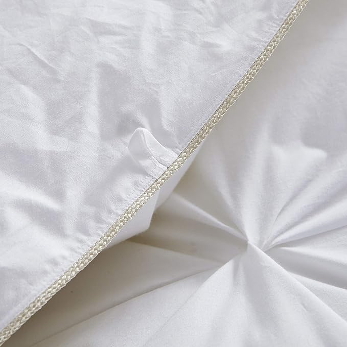Luxurious All-Season Goose Down Feather Fiber Comforter Super King Size Duvet Insert (120x120), Exquisite Pinch Pleat Design- White, Premium Baffle Box, 100% Egyptian Cotton Cover, 85 oz. Fill Weight