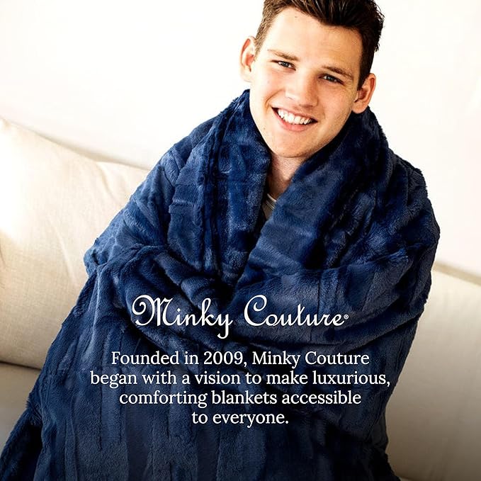 Minky Couture Sorbet Blanket - Ultra-Soft Throw for Silky Smooth Comfort - Premium Decorative Throw Blanket - Midweight, Breathable Fabric - Machine Washable Travel, Navy