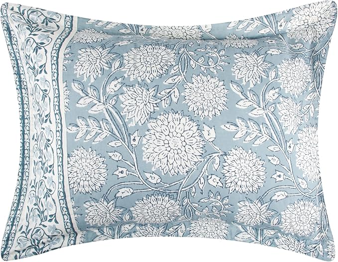 Levtex Home Adare Blue Reversible Full/Queen Comforter Set (90x94in) with 2 Pillowcases (26x20in) - Floral Bedding - Blue and White - 100% Cotton Full/Queen Size Comforter Set - Soft, Pre-Washed