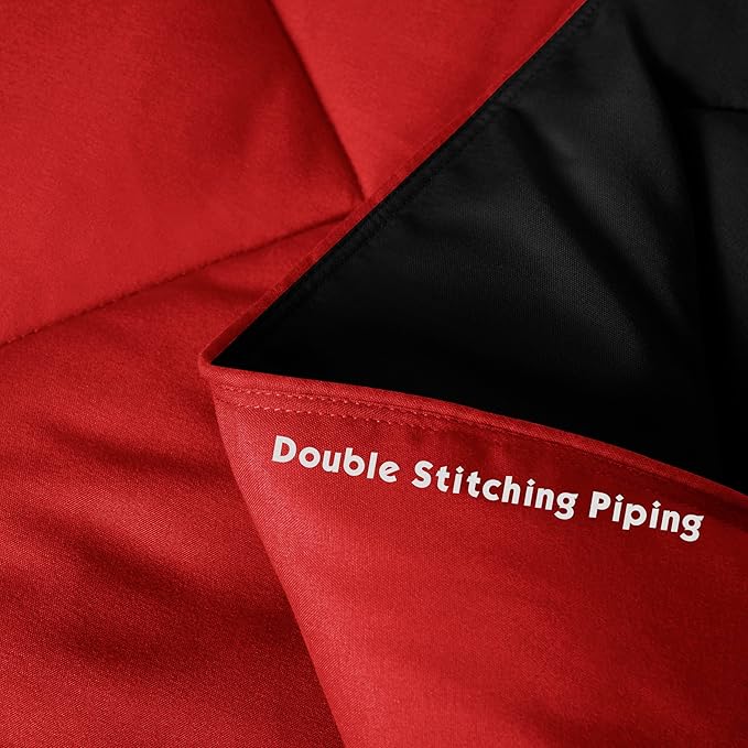 HIG 3pc Red King Size Comforter Set -All Season Reversible Down Alternative Comforter with Two Shams -Quilted Duvet Insert with Corner Tabs - Diamond Stitched Blanket - Breathable, Soft, Fluffy
