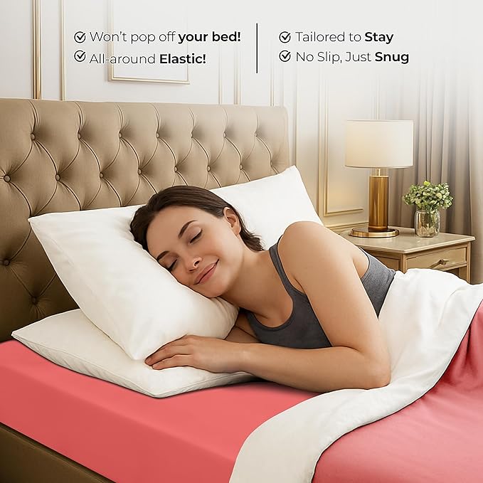 Utopia Bedding King Fitted Sheet - Bottom Sheet - Deep Pocket - Soft Microfiber - Shrinkage and Fade Resistant - Easy Care -1 Fitted Sheet Only (Coral)