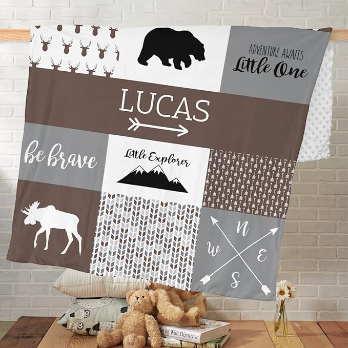Customized Baby Blanket for Newborn Receiving, Cotton Lightweight - Personalized Baby Boy Gifts - Thermal Blanket Gift for Shower & Hospital Welcoming, Fondue Fudge, 40"x50"