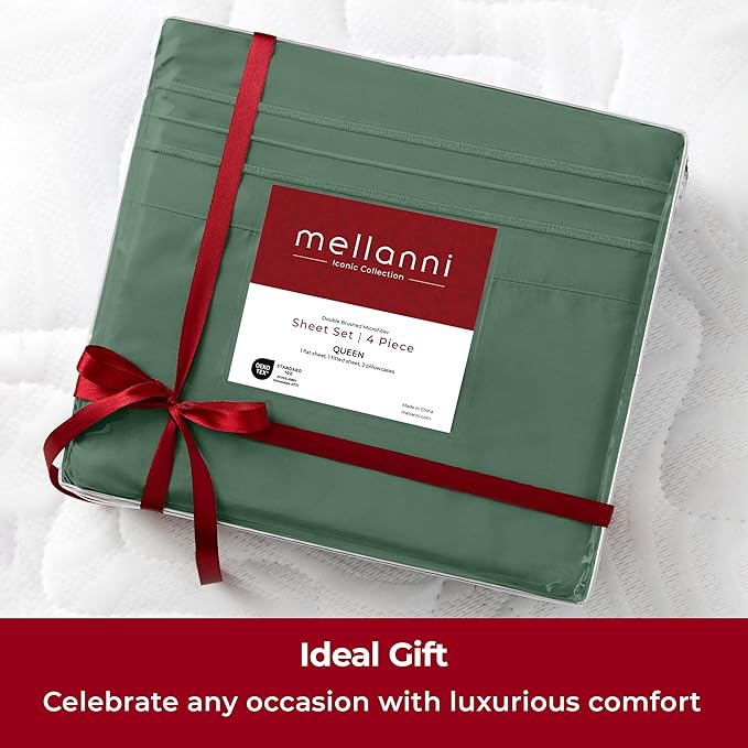 Mellanni Twin Sheets Set - 3 PC Iconic Collection Bedding - Hotel Luxury, Extra Soft, Cooling Bed Sheets - Wrinkle, Fade, Stain Resistant (Twin, Emerald Green)