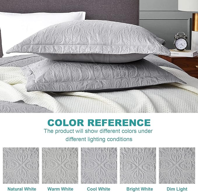 Hansleep Grey Quilt California King Size - Baroque Ultrasonic Summer Bedspread California King, Soft Lightweight Coverlet Bedding Set, 3 Pieces (1 Quilt, 2 Pillow Shams)