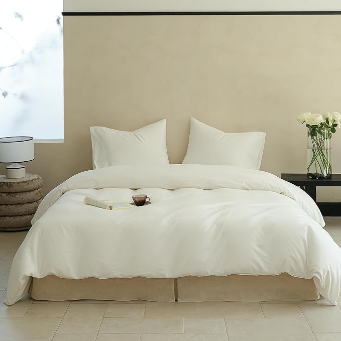 Simple&Opulence French Linen Bed Skirt with Classic 14 inch Drop Dust Ruffle, Tailored Draped Premium Natural Flax Cotton Blend Basic Dust Easy Fit Breathable Farmhouse Bedding (Twin, Basic Linen)