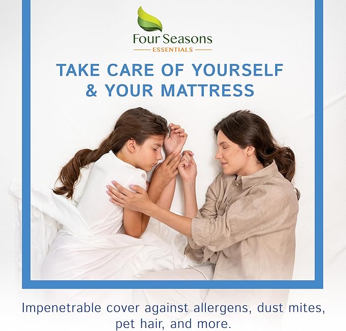 Full Size Mattress or Box Spring Encasement (5" to 8" Depth) - Low Profile Waterproof Zippered Protector Hypoallergenic Premium Bed Cover Protects from Dust Allergens
