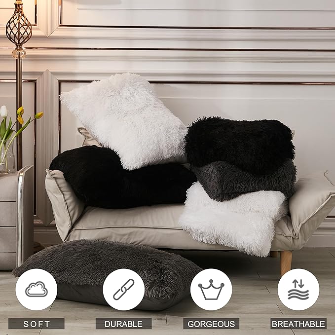 annadaif Plush Shaggy Duvet Cover, White Fluffy Comforter Cover Set Full Size, Fuzzy Faux Fur Bedding Set with Zipper Closure, Luxury Ultra Soft 3 Pieces (1 Duvet Cover, 2 Pillowcases)