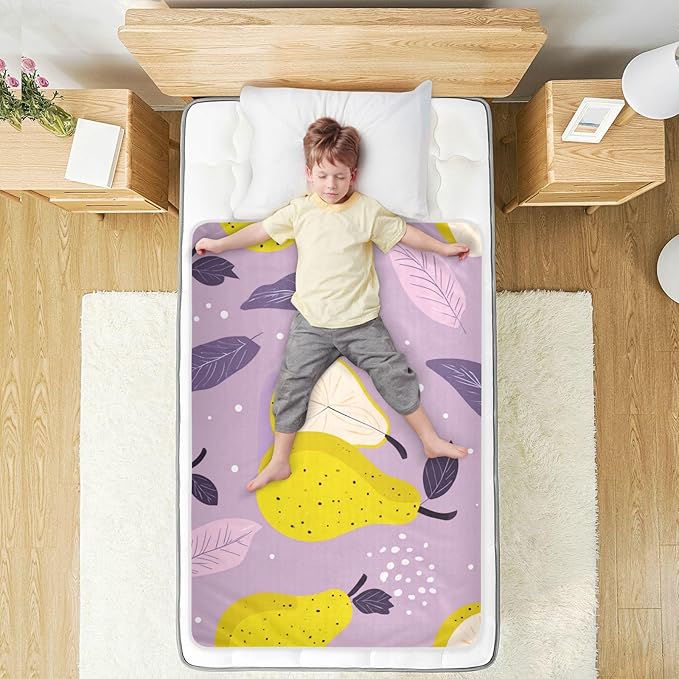 Waterproof Bed Pad Reusable Changing Pad Toddler Mattress Protector Large Pee Pad Baby Diaper Pad Soft Washable Liner Purple Cute Pears Leaves and Dots