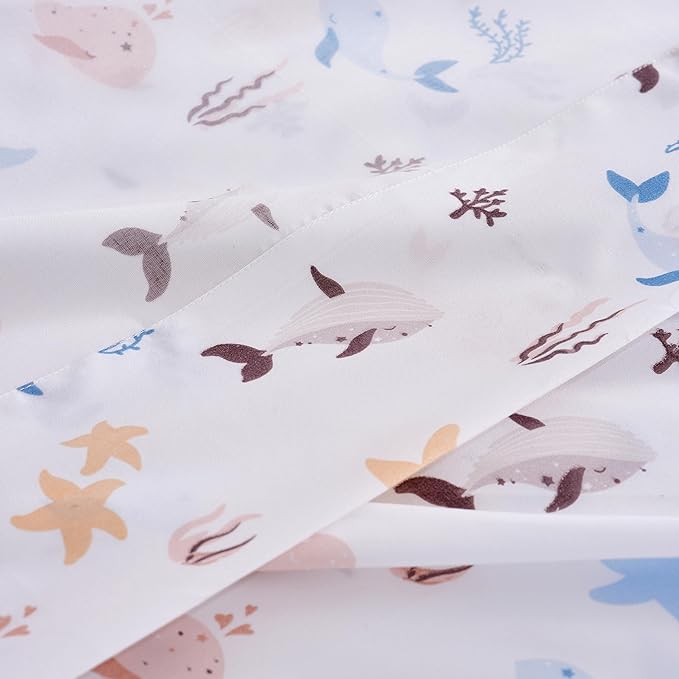 Sea Animal Twin Sheets Fish Whale Underwater World Cute Cozy Fun Twin Bed Sheet Set for Kids Girls Boys Children - Kids Bed Sheet Collection - Deep Pocket, Wrinkle Free and Soft Bedding - 3PC