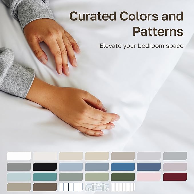 California Design Den Split King Sheet Set - 100% Cotton, 600 Thread Count, Breathable Luxury King Size Sheets for Adjustable Bed, Luxury Soft Hotel-Quality, Sateen Weave - Bright White