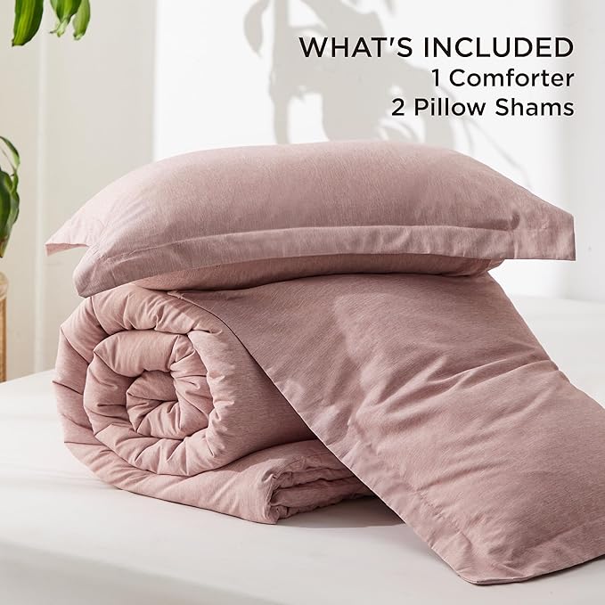 Bedsure King Size Comforter Set - Dusty Rose King Comforter Set, Soft Bedding for All Seasons, Cationic Dyed Bedding Set, 3 Pieces, 1 Comforter (104"x90") and 2 Pillow Shams (20"x36"+2")
