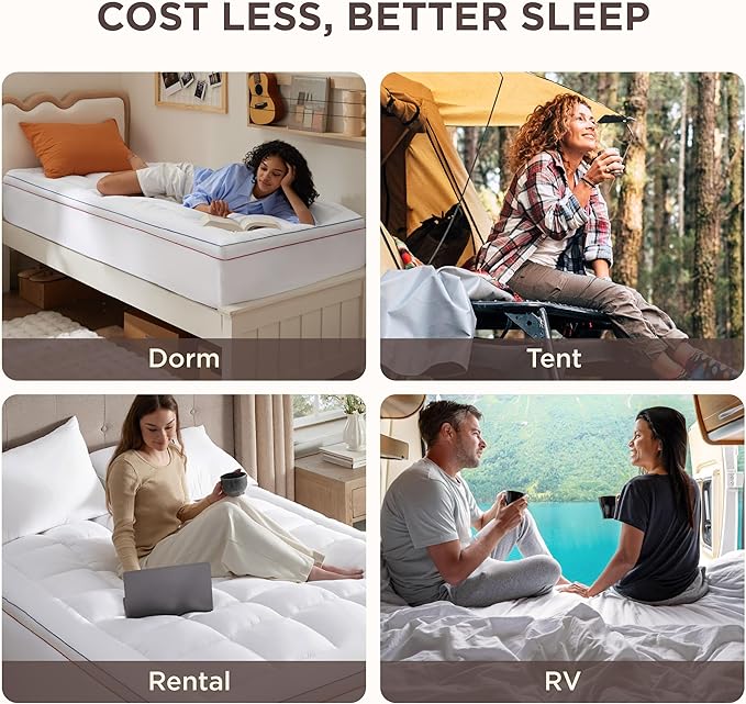Bedsure Twin Mattress Topper - Pillow Top Mattress Pad Cover with Deep Pocket Fits up to 21 Inches, Plush Soft Bed Topper for Back Pain Relief, Overfilled with Down Alternative Filling, White