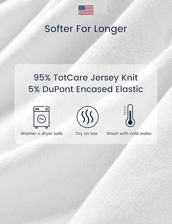 TotAha Premium Soft Pack n Play Sheets, Super Stretchy Jersey Knit Mini Crib Sheets Fitted, Silky Comfort Graco Pack and Play Mattress Sheets, 2 Pack