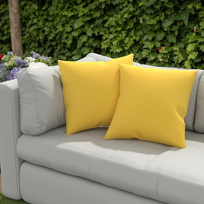 Covers & All Sunbrella Outdoor Throw Pillows, Pack of 2 Water Resistant & UV Fade Resistant Premium Square Throw Pillows (Inserts with Covers) for Indoor & Outdoor Use,24" x 24" Canvas Sunflower