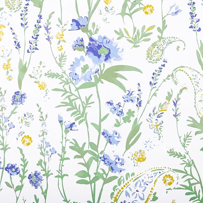 Yiran Blue Floral Comforter Set King Size, 7 Piece Watercolour Botanical Comforter Bedding Set, Bed in a Bag King, Soft Microfiber Complete Bedding Set with Sheets for All Season