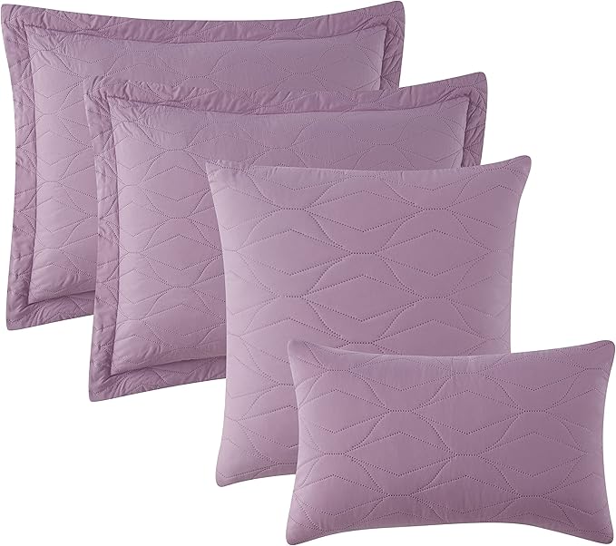 Hearth & Harbor Quilts Twin Size - All Season Bedspread Coverlet Set, Pinsonic Weave Lightweight Bedding Set - 4 Piece Twin Quilt Set with Pillow Shams, Ellipse - Lavender Dream