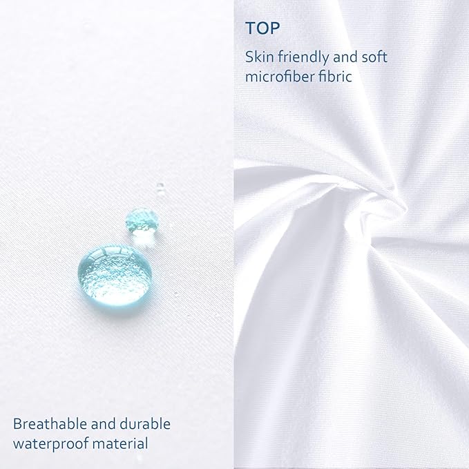 Moonsea Queen Size Mattress Protector Waterproof,Mattress Cover Protector, Smooth Top Mattress Protector for Kids, Breathable Skin Friendly and Noiseless Fitted Sheet Queen Size,Polyester