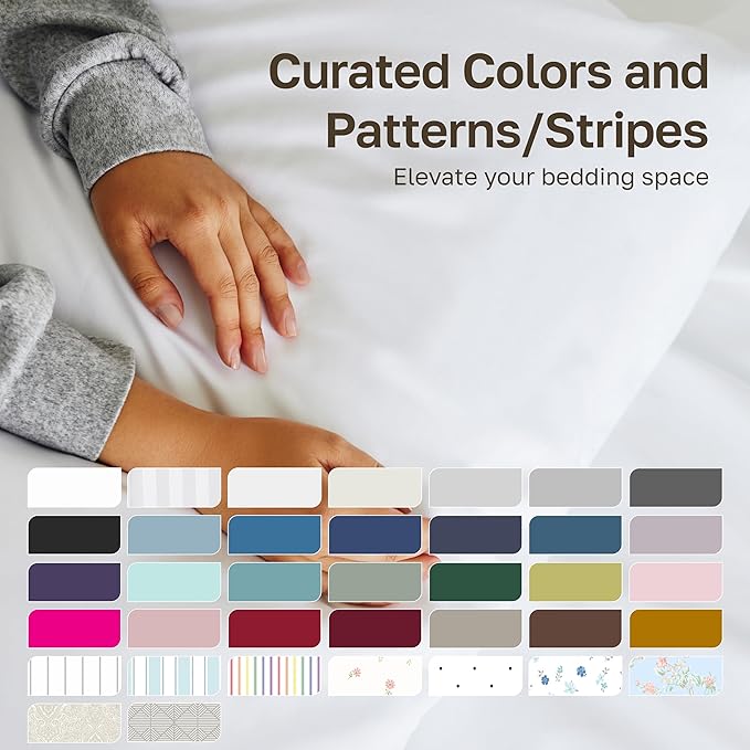 California Design Den Full Size Bed Sheets Set - 400 Thread Count Sateen, Natural 100% Cotton Sheets, Deep Pocket and Durable Bedding Set - Cape Stripe