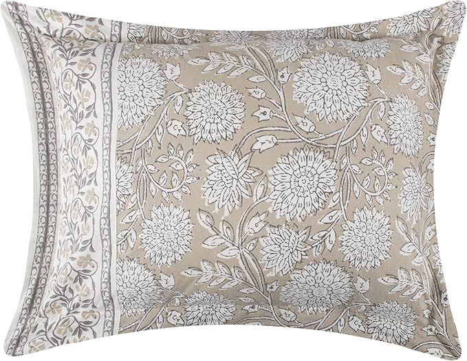 Levtex Home Adare Taupe Reversible King/Cal King Comforter Set (106x94in) with 2 Pillowcases (36x20in) - Floral Bedding - Taupe White - 100% Cotton King Size Comforter Set - Soft, Pre-Washed